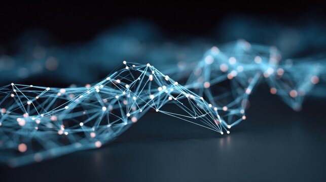 Abstract network of glowing points and lines