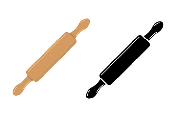 Rolling Pin Icon. Baking and Kitchenware Symbol Isolated on Transparent Background for App, Web, and Graphic Design. Vector Illustration