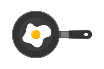 Frying Pan with Fried Egg Icon. Cooking Kitchenware Symbol Isolated on Transparent Background for App, Web, and Graphic Design. Vector Illustration