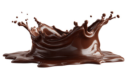 Chocolate syrup splash with rich texture, isolated on a white background