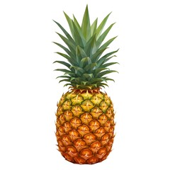 Fototapeta premium A Vibrant Low-Poly Pineapple Illustration Against a White Background: A Tropical Delight