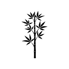 a simple silhouette of a long bamboo stalk with a  ©  anjalistudio