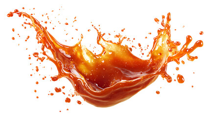 Hot sauce splash in fiery tones, isolated on a white background
