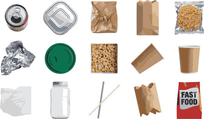 Used Aluminum Can Top View Illustration for Recycling and Waste Management Concept