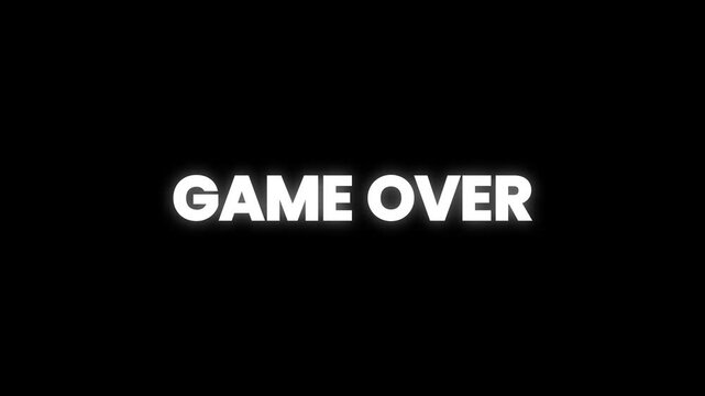 Game over text animation glitch effect. High-quality 4K