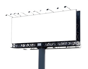 Obraz premium Isolated empty billboard on white background ready for advertisement designs