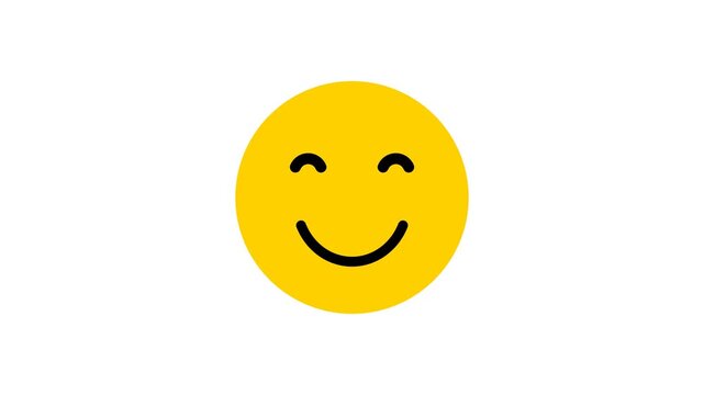 Set of Happy Emoji Animation. Emotional rating smile faces set. A smiley face with a closed eyes, Expressionless emoji Outline Colorful smileys user experience icon Animation