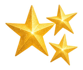 Obraz premium Three glowing stars with sparkling light effects and glitter overlay.