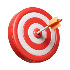 3d archery target with arrow hit isolated on transparent background