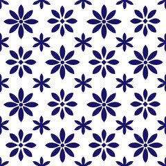 Seamless Floral Geometric Pattern with Curved Leaf Design
