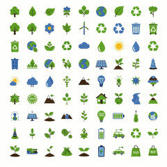Collection of eco friendly flat design icons