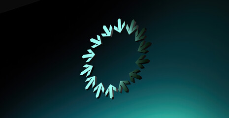 A circle formed by small arrows that point in the same direction