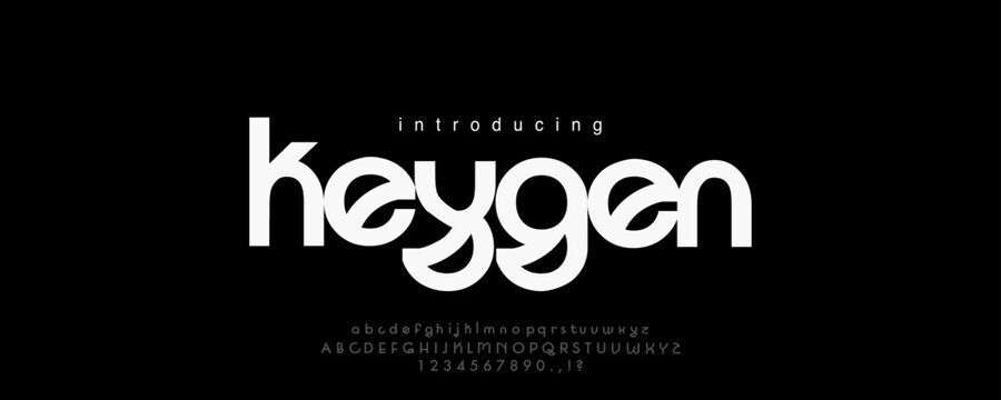 Font Keygen. minimal creative tech logo alphabet fonts. Typography minimalist urban sans serif digital fashion future creative logos fonts. vector illustration