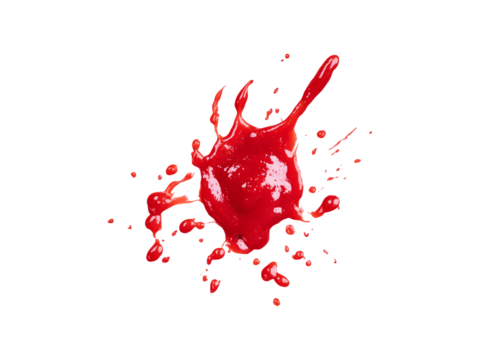 Red ketchup splashes in dynamic motion