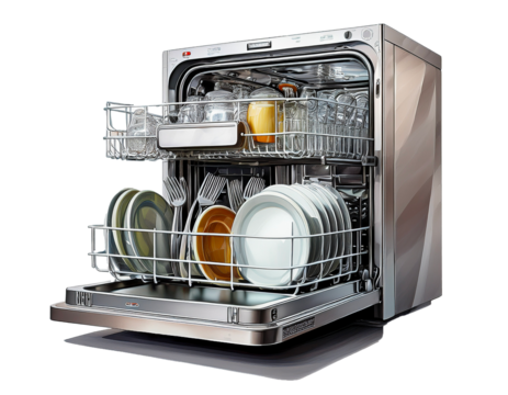 Modern Dishwasher, white background