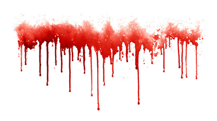 Blood splatter with realistic dripping effect, isolated on a white background
