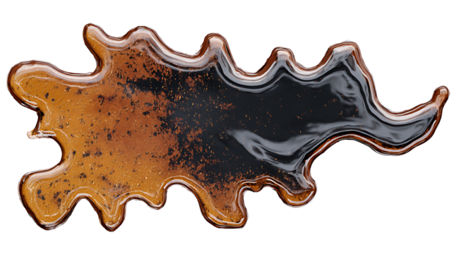 Oil stain with glossy texture and irregular shape, isolated on a white background