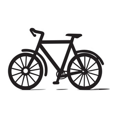 Vector art of simple silhouette of a bicycle isolated on white background, representing ecofriendly transportation and outdoor activity