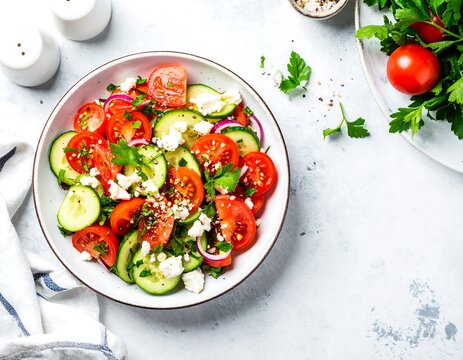 Fresh summer salad with colorful vegetables - Powered by Adobe