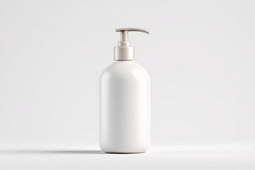Realistic body lotion pump bottle with sleek design, featuring smooth white surface and stylish pump top, perfect for skincare routines and personal care products