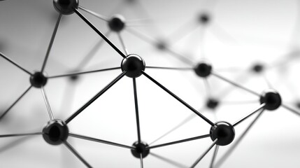 Abstract network black spheres connected by lines, shallow focus