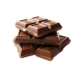 Fototapeta premium Delicious stack of rich dark chocolate squares on a clean white background
