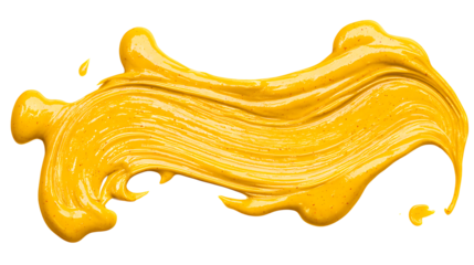 Mustard yellow sauce stain, isolated on a white background.