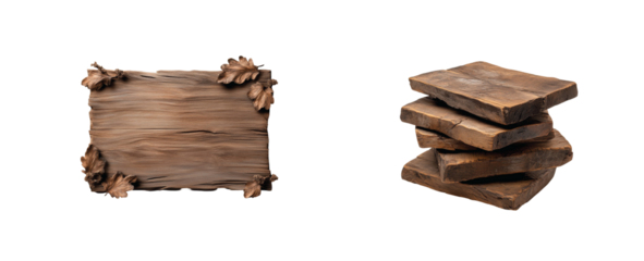 3d wooden signs and planks displaying natural textures 