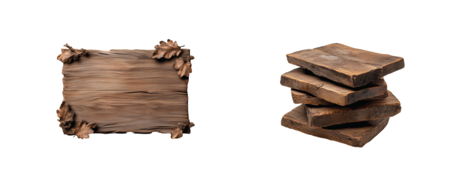 3d wooden signs and planks displaying natural textures 