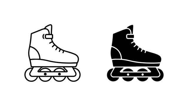 Two distinct inline skate icons are displayed side by side on a white background.