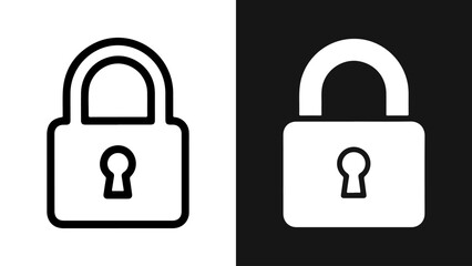 Two padlock icons represent digital security on contrasting backgrounds.