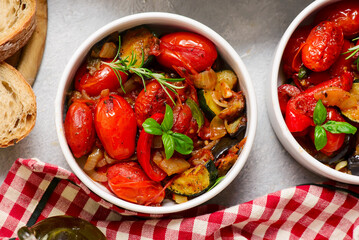 Ratatouille. Traditional Provencal vegetable stew.top veiw