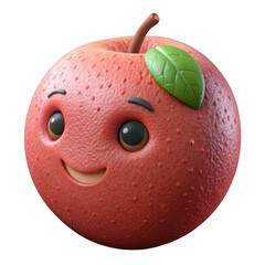 Fototapeta premium 3d cute cartoon apple character isolated on transparent background