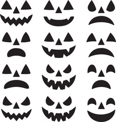set of pumpkins face