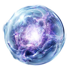 Ethereal glowing orb with swirling cosmic light and intricate wisps on transparent background