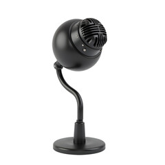 black retro microphone, classic vintage studio mic, metallic finish, detailed textured surface, dramatic lighting, sharp focus, elegant design