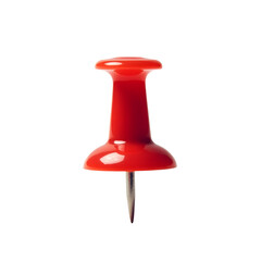 red push pin, drawing pin, thumbtack, office supply, sharp point, metal fastener, geometric shape, bright color, minimal design