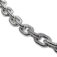 Obraz premium Shiny Interconnected Metallic Chain Links on Transparent Background with Reflective Polished Surface