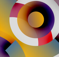 Obraz premium Abstract circles overlap, creating vibrant color blends. Composition feels dynamic, modern, visually engaging.