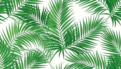Tropical palm leaves pattern on white background.