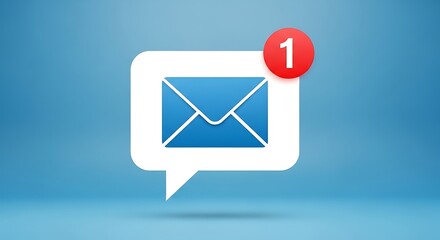 New email notification icon alert with unread message count on digital blue background