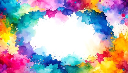 Colorful watercolor splatter frame