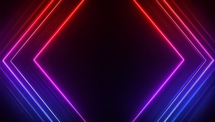 Fototapeta premium Red and purple neon lights arranged in a symmetrical pattern, creating a vibrant background
