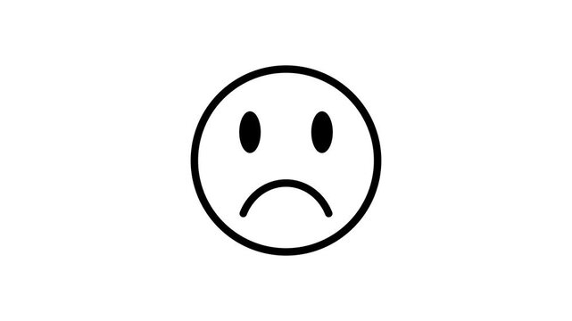 Set of Sad Emojis animation. Emotional rating sad faces set. A smiley face with a closed eyes, Expressionless emoji Outline Colorful smileys user experience icon Animation
