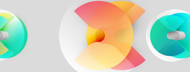 Abstract circular designs. Vibrant colors blend, creating dynamic visual impact. Soft gradients suggest movement, depth.