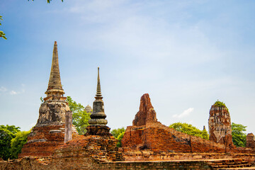 Landscape Historical Park in Ayutthaya. The ancient temple that presents humans is located in Thailand's Ayuddhaya Historic City. Ayutthaya World Heritage.
