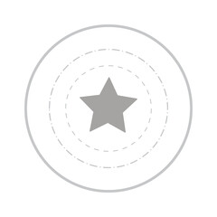 a minimalist vector icon featuring a silver five-pointed star centered within a circle. The style is clean and simple, suitable for representing favorites, ratings, or achievements