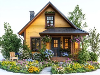 Charming wooden house with garden