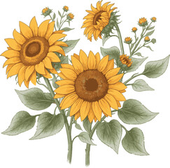 sunflower on white background