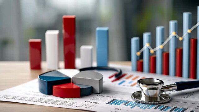Healthcare trends through data analysis in a professional setting highlighting growth metrics and financial insights